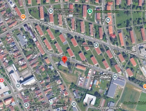 Mapa sídla SVČ Blansko v ulici Údolní 2