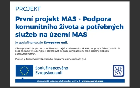 Povinná publicita projektu Podpora komunitního života a potřebných služeb na území MAS